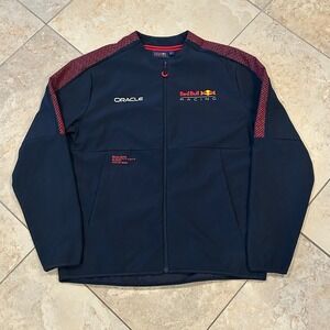 Red Bull Racing Oracle Jacket Mens XL Navy Blue Red Full Zip Logo Soft Shell
